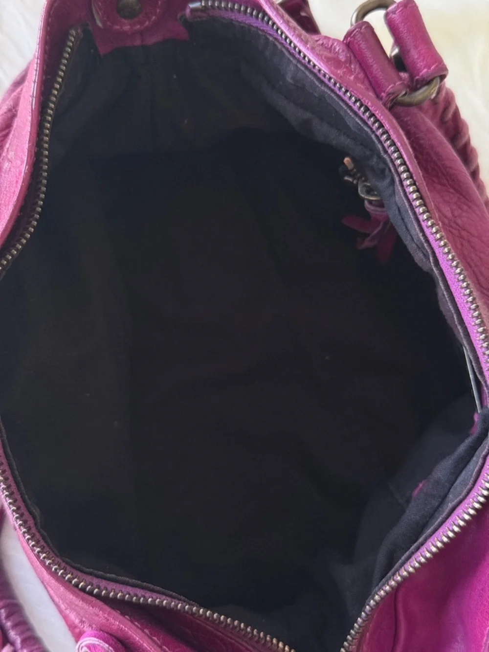 BALENCIAGA CITY BAG FIRST BAG 2005 CHÈVRE LEATHER PURPLE VINTAGE W/MIRROR - Picture 15 of 16